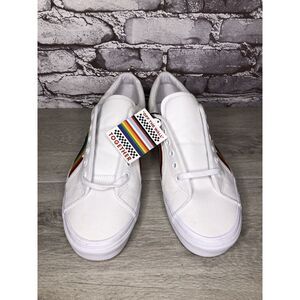 Vans 507452 White Canvas Rainbow Embroidered Lace Sneaker Shoes Men Sz 13M US/47